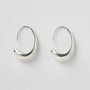silver crescent hoop tapered earrings